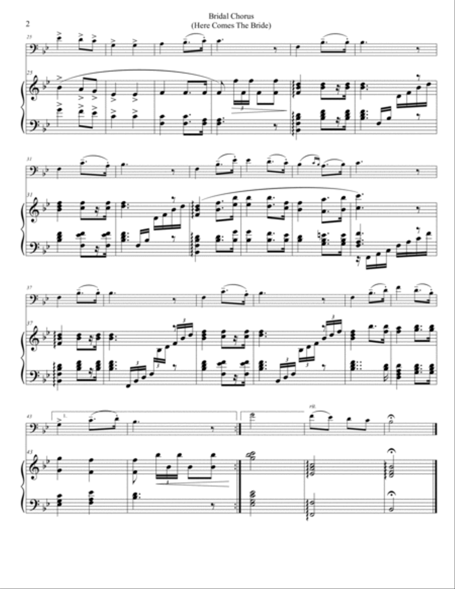 Bridal Chorus (Here Comes the Bride) for Cello & Harp Duo String Duet scores gallery preview page 2