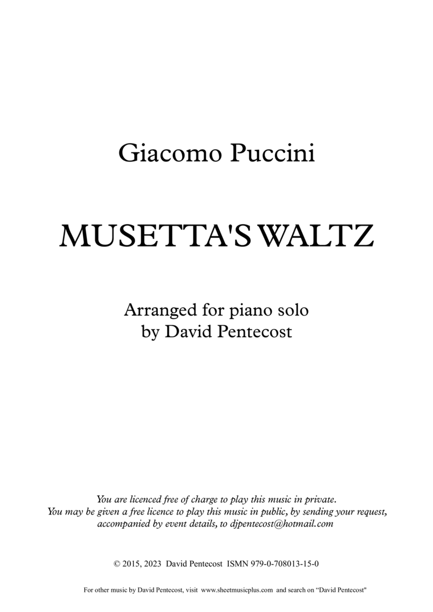Musetta's Waltz (arr. Opus 15)