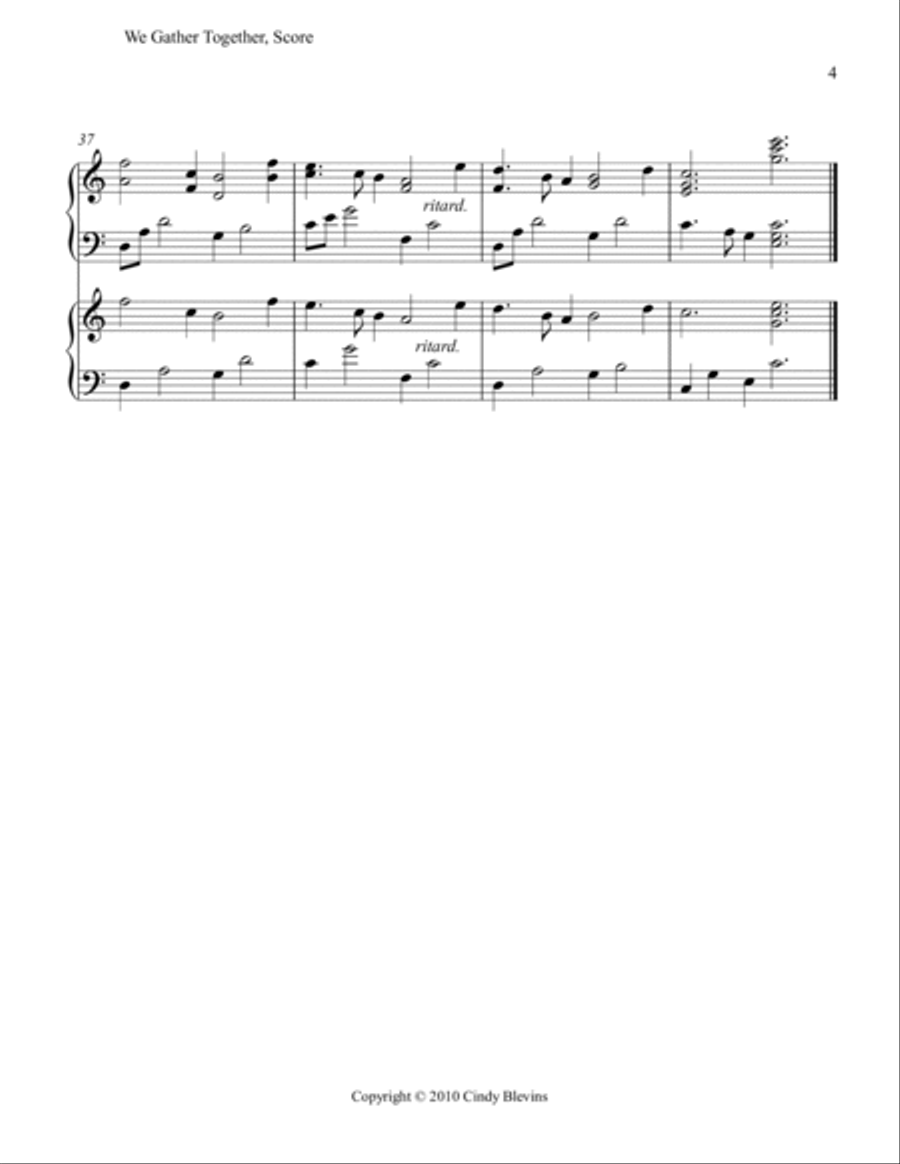 We Gather Together, for Harp Duet Harp scores gallery preview page 5