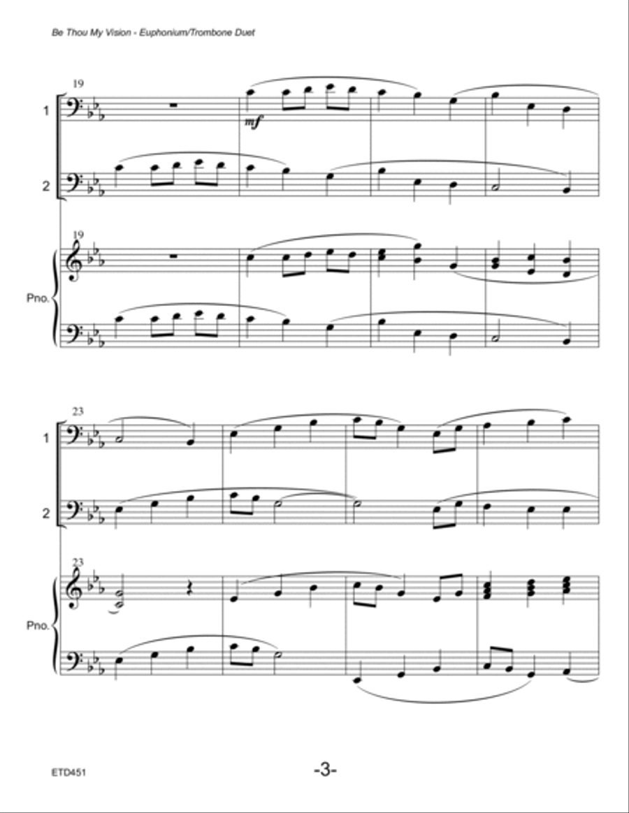 BE THOU MY VISION - TROMBONE/EUPHONIUM DUET with Piano Accompaniment Brass Duet scores gallery preview page 3