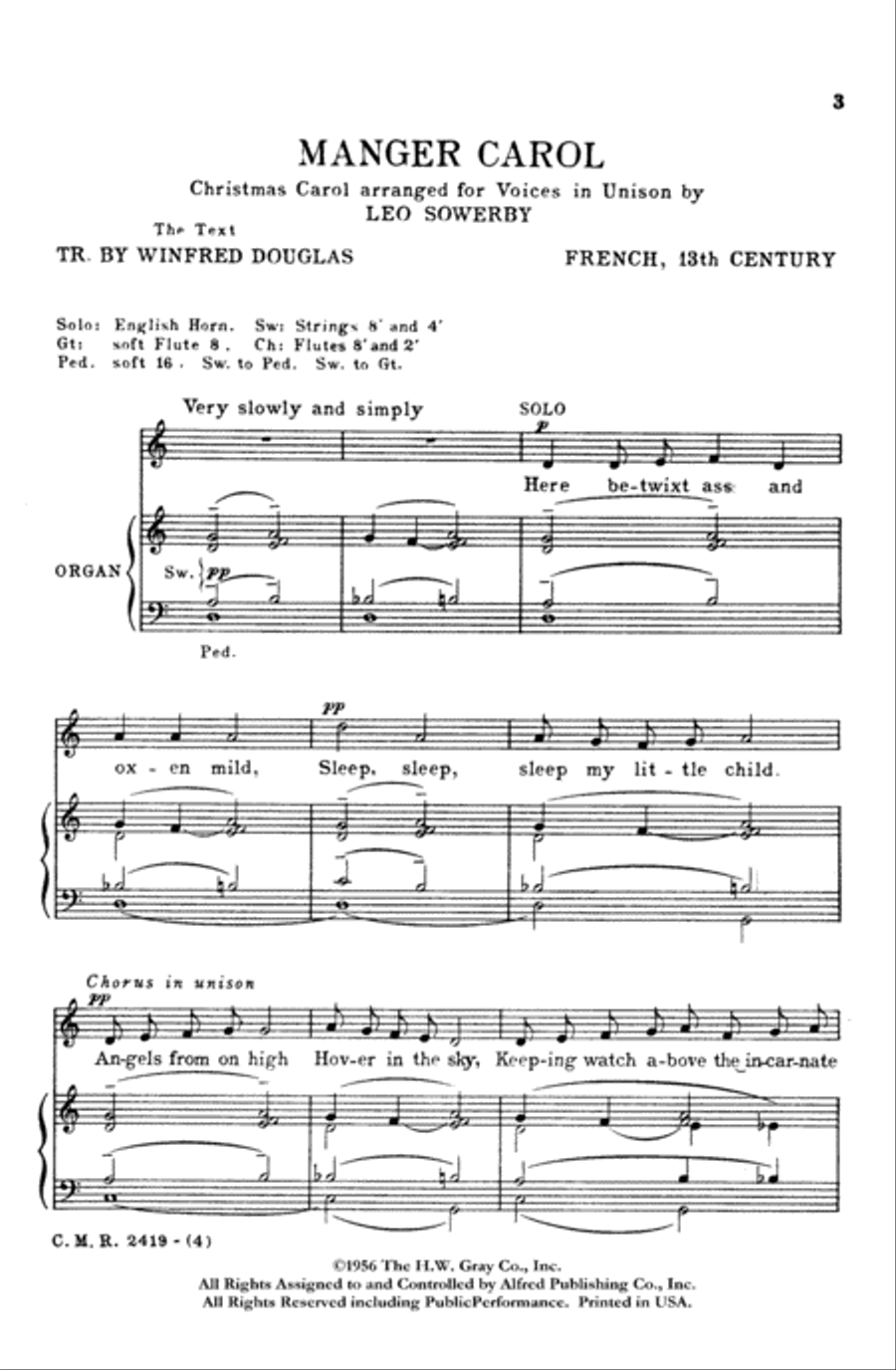Manger Carol Unison Choir scores gallery preview page 2