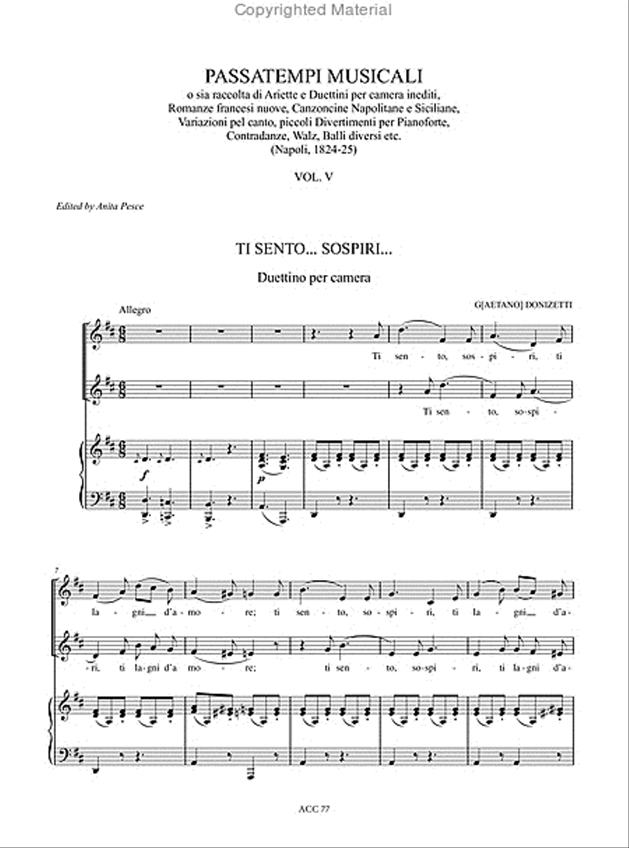 Passatempi Musicali - Vols. 1-6 (Naples 1824-25). Music by Cottrau, Donizetti, Field, Leidesdorf, Pacini, Rossini, Schubert and others - Vol. 5 Voice scores gallery preview page 2