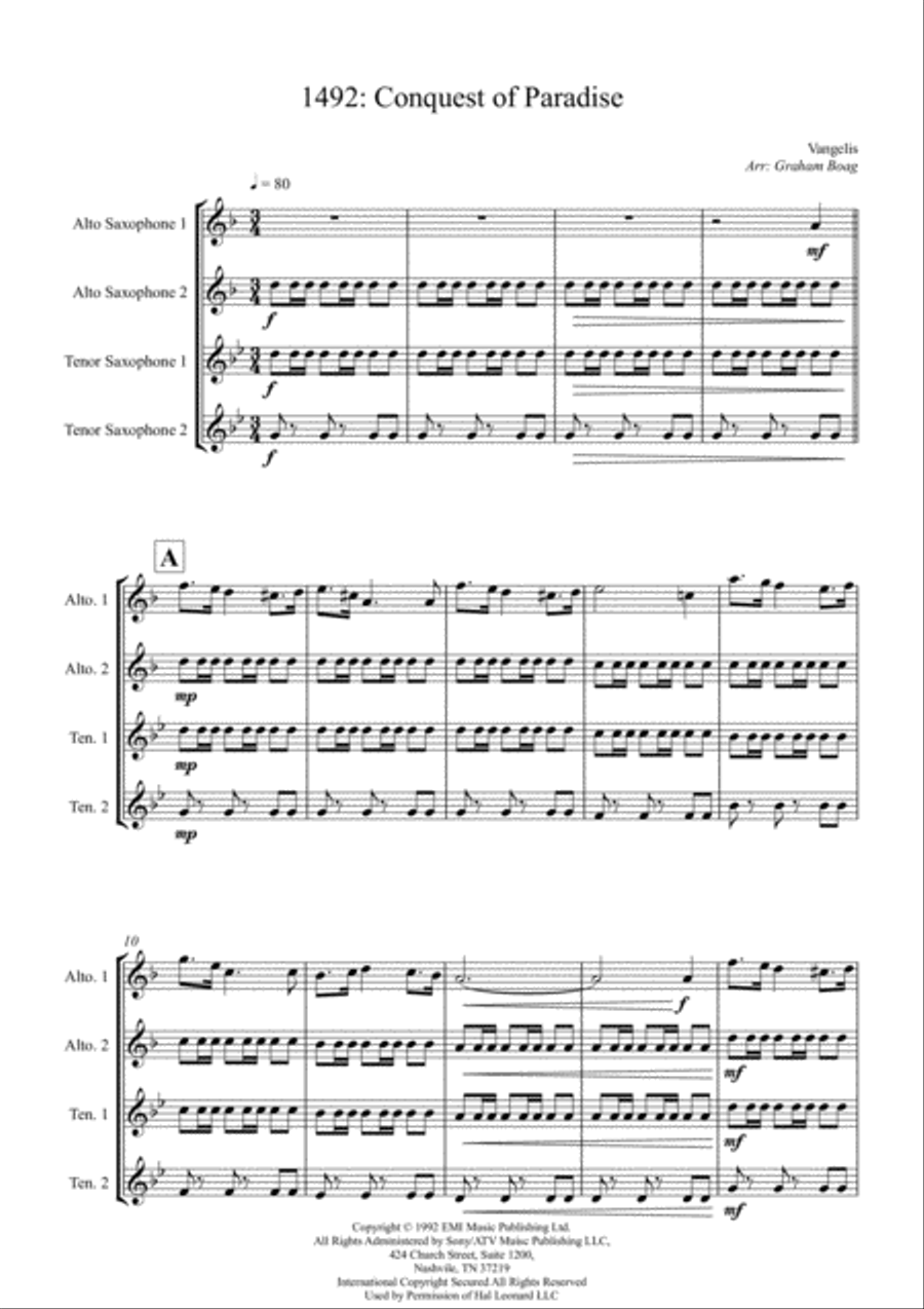 Conquest Of Paradise from the Paramount Picture 1492 Woodwind Duet scores gallery preview page 3