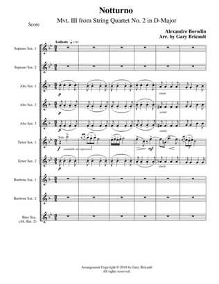 Notturno - Mvt. III from String Quartet No. 2 in D-Major