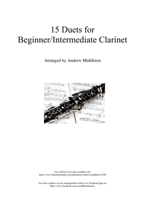 15 Beginner/Intermediate Duets for Clarinet