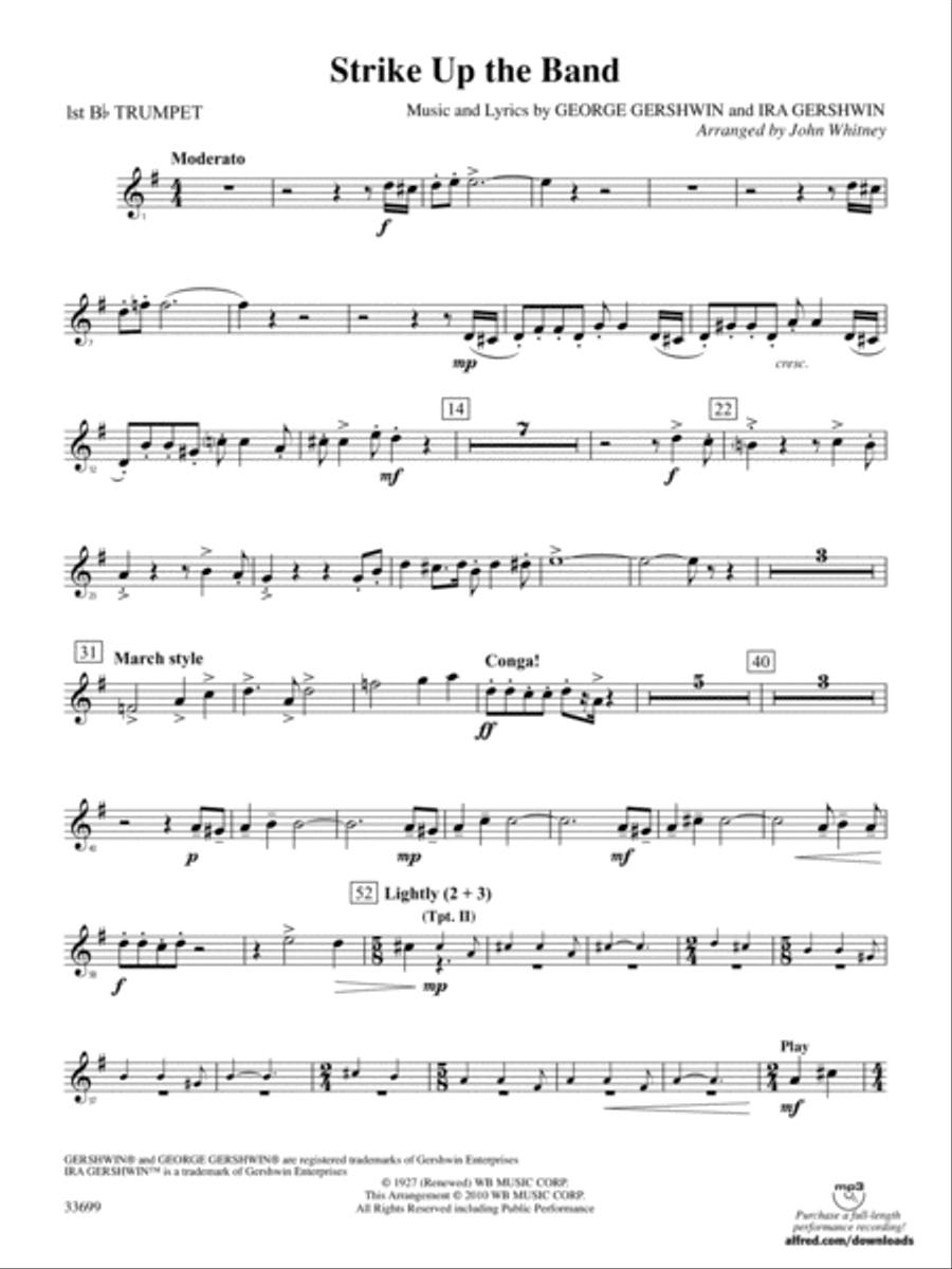 Strike Up the Band: 1st B-flat Trumpet Full Orchestra scores gallery preview page 1