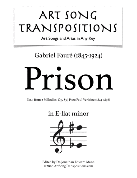 FAURÉ: Prison, Op. 83 no. 1 (transposed to E-flat minor)