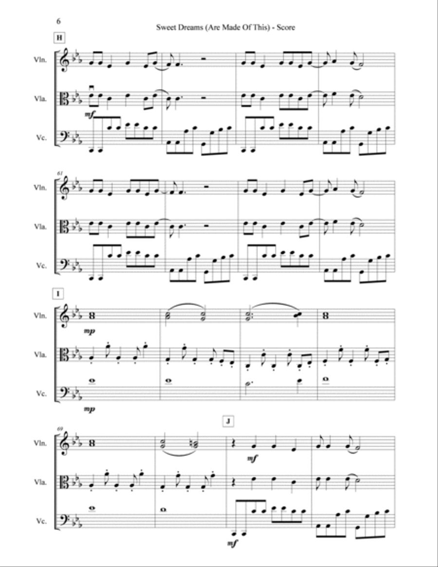 Sweet Dreams (Are Made Of This) String Trio scores gallery preview page 6