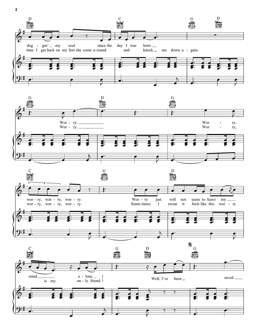 Trouble Piano, Vocal, Guitar scores gallery preview page 2