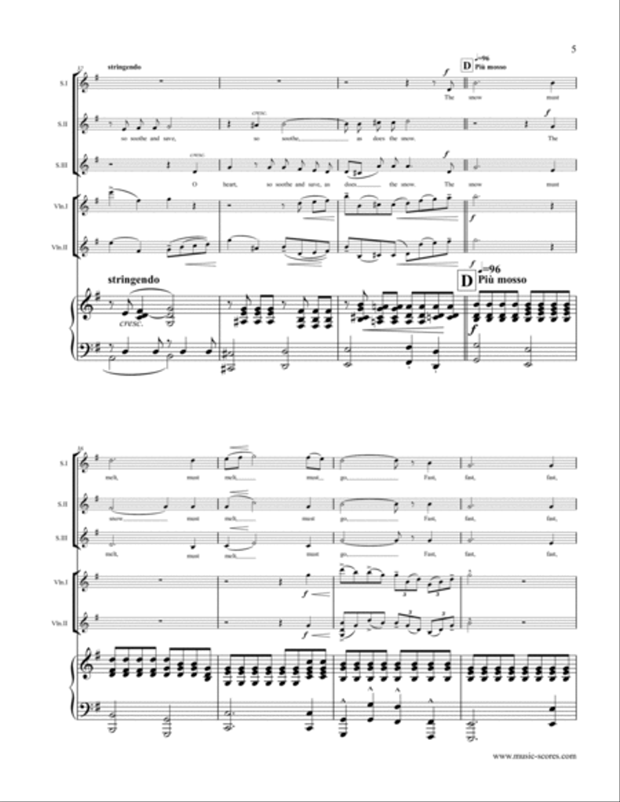 The Snow, Op.26 - SSA voices, Piano and Violins SSA scores gallery preview page 5