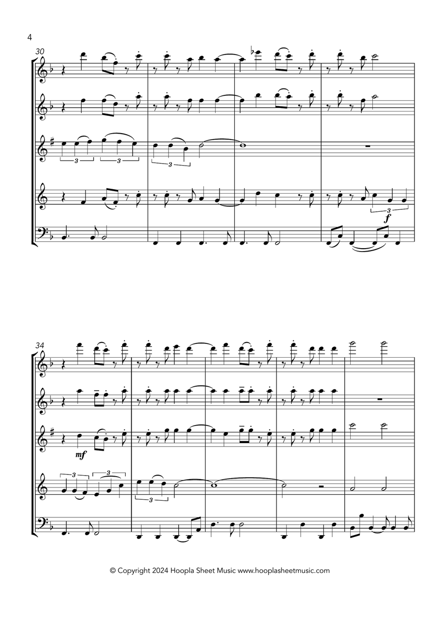 Battle Hymn of the Republic (Rock Style) Woodwind Quintet scores gallery preview page 4