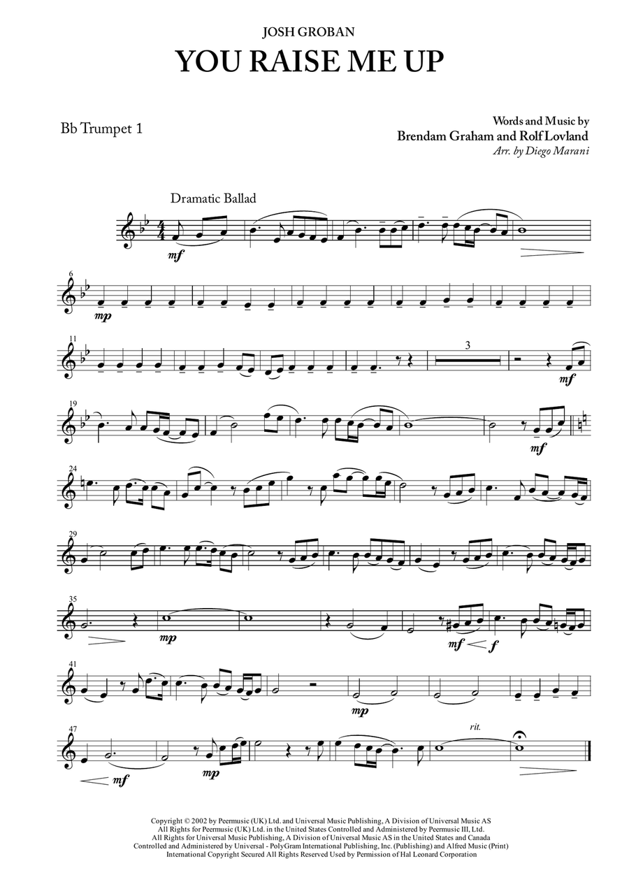 You Raise Me Up Brass Ensemble scores gallery preview page 1