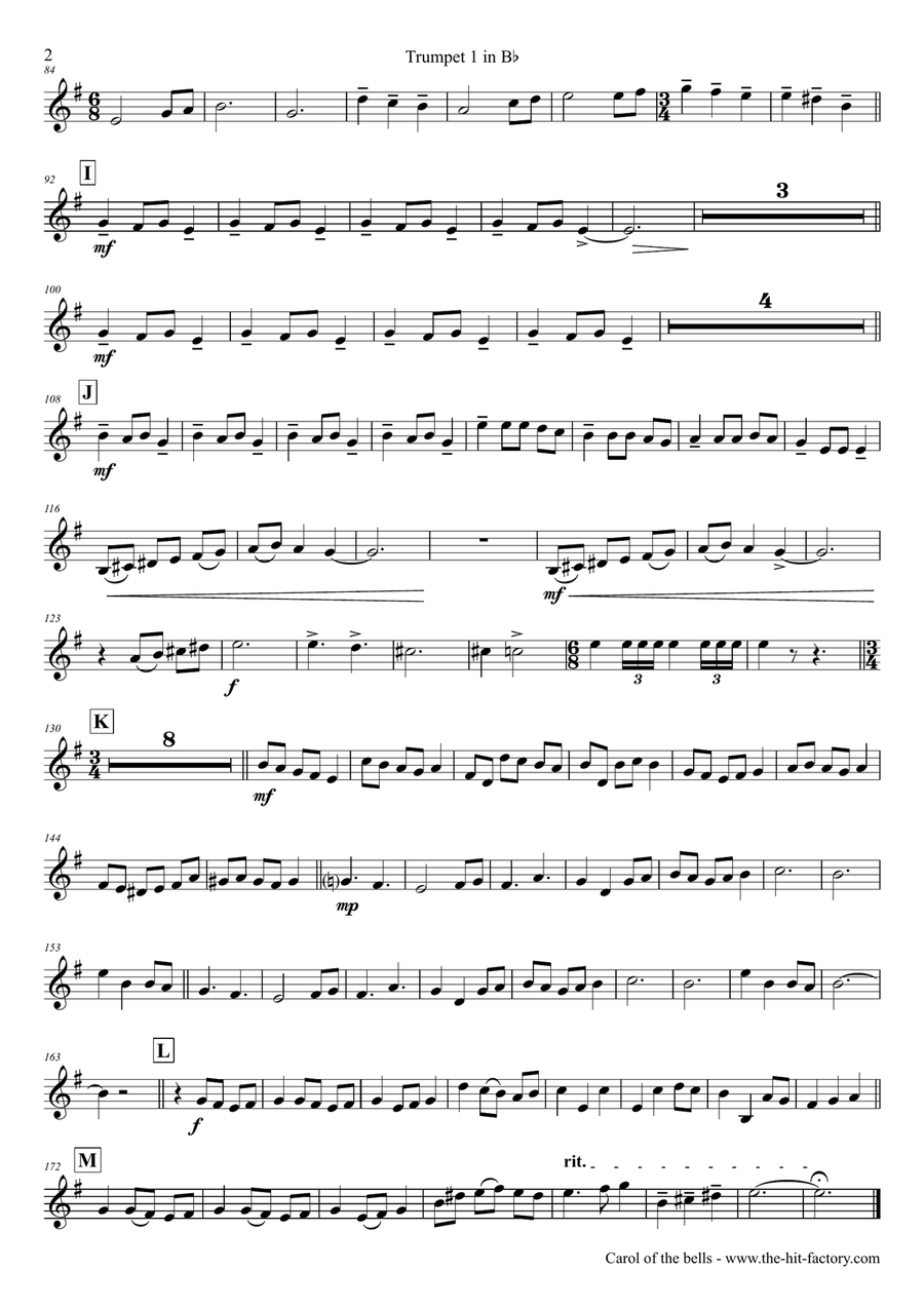 Carol of the Bells - Pentatonix style - Brass Quintet Brass Quintet scores gallery preview page 6
