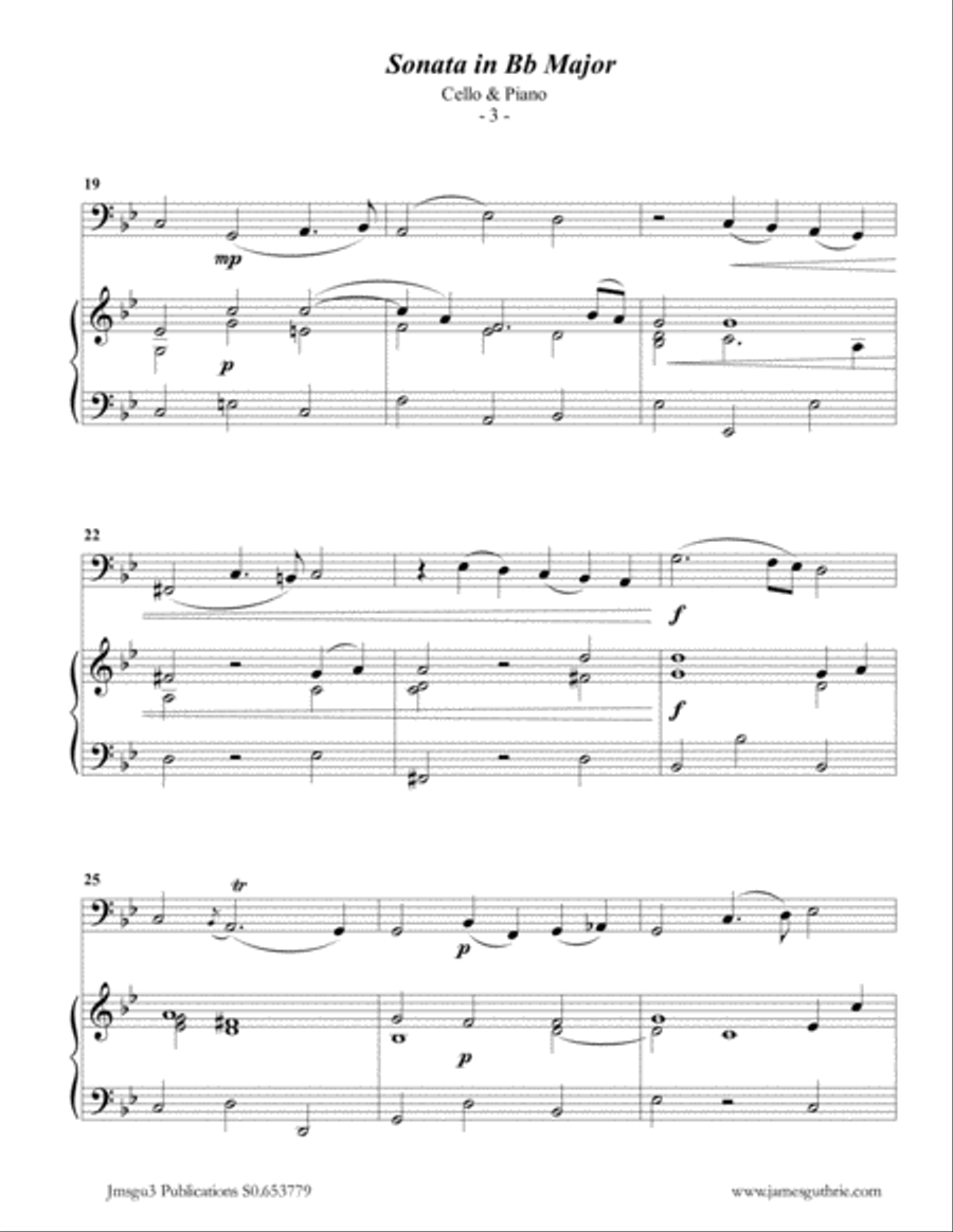 Telemann: Sonata in Bb Major for Cello & Piano Piano scores gallery preview page 3