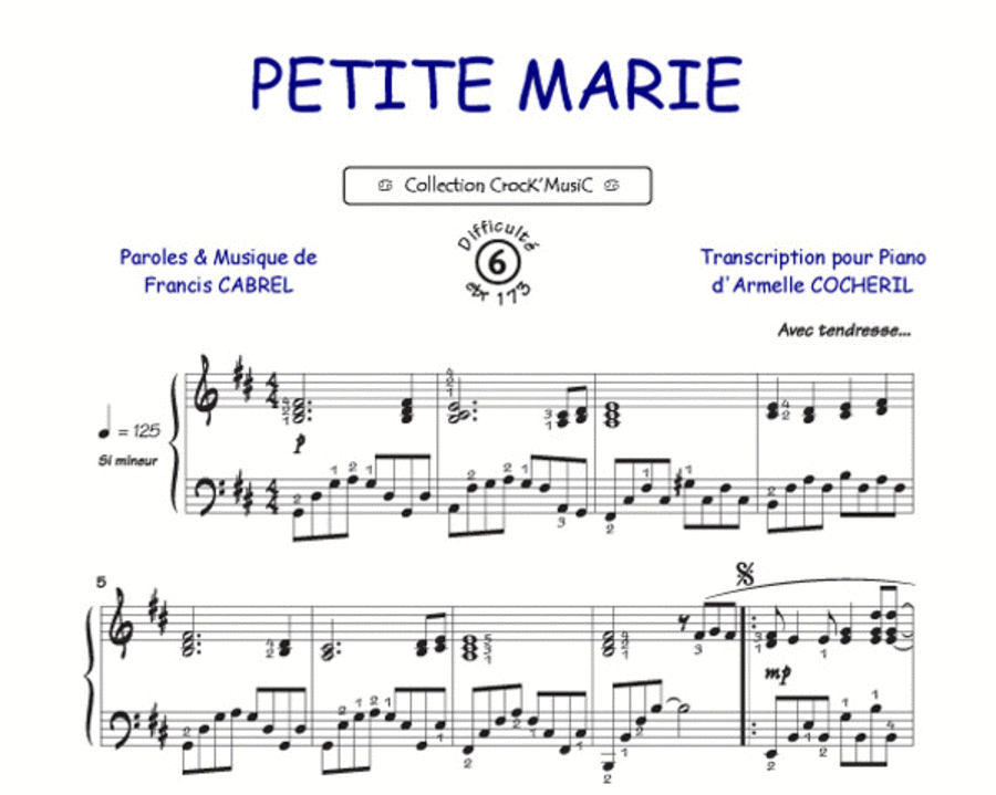 Petite Marie (Collection CrocK'MusiC) Piano Solo scores gallery preview page 1