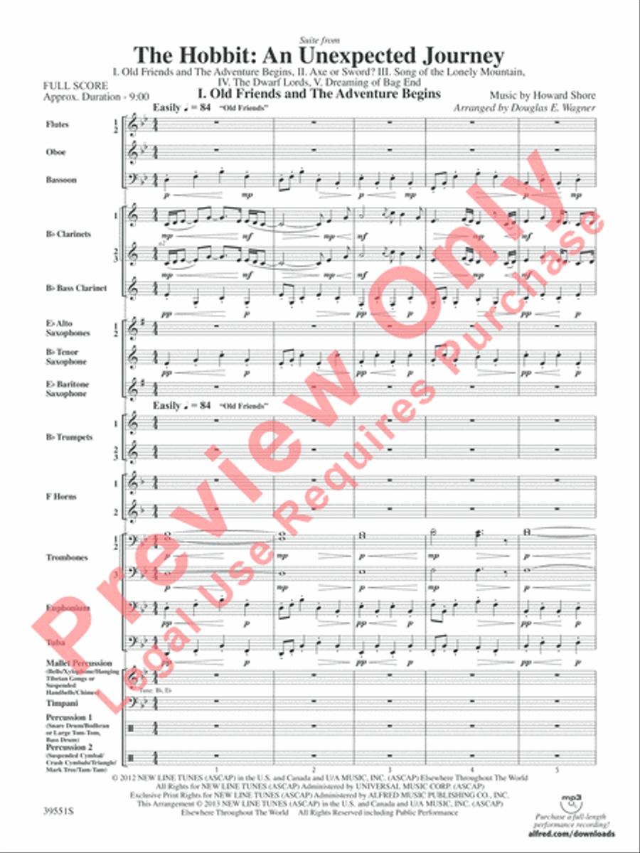 The Hobbit: An Unexpected Journey, Suite from Concert Band scores gallery preview page 4