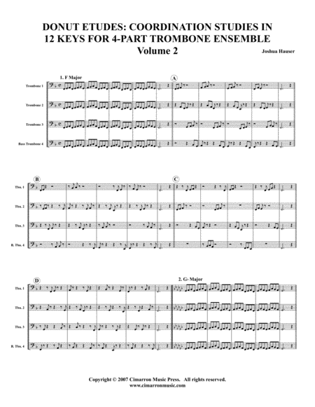 Donut Etudes: Coordination Studies in 12 Keys for 4-Part Trombone Ensemble, Volume 2