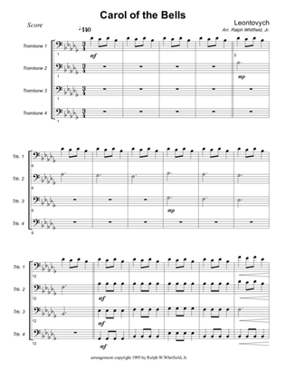 Carol of the Bells - Trombone Quartet/Choir