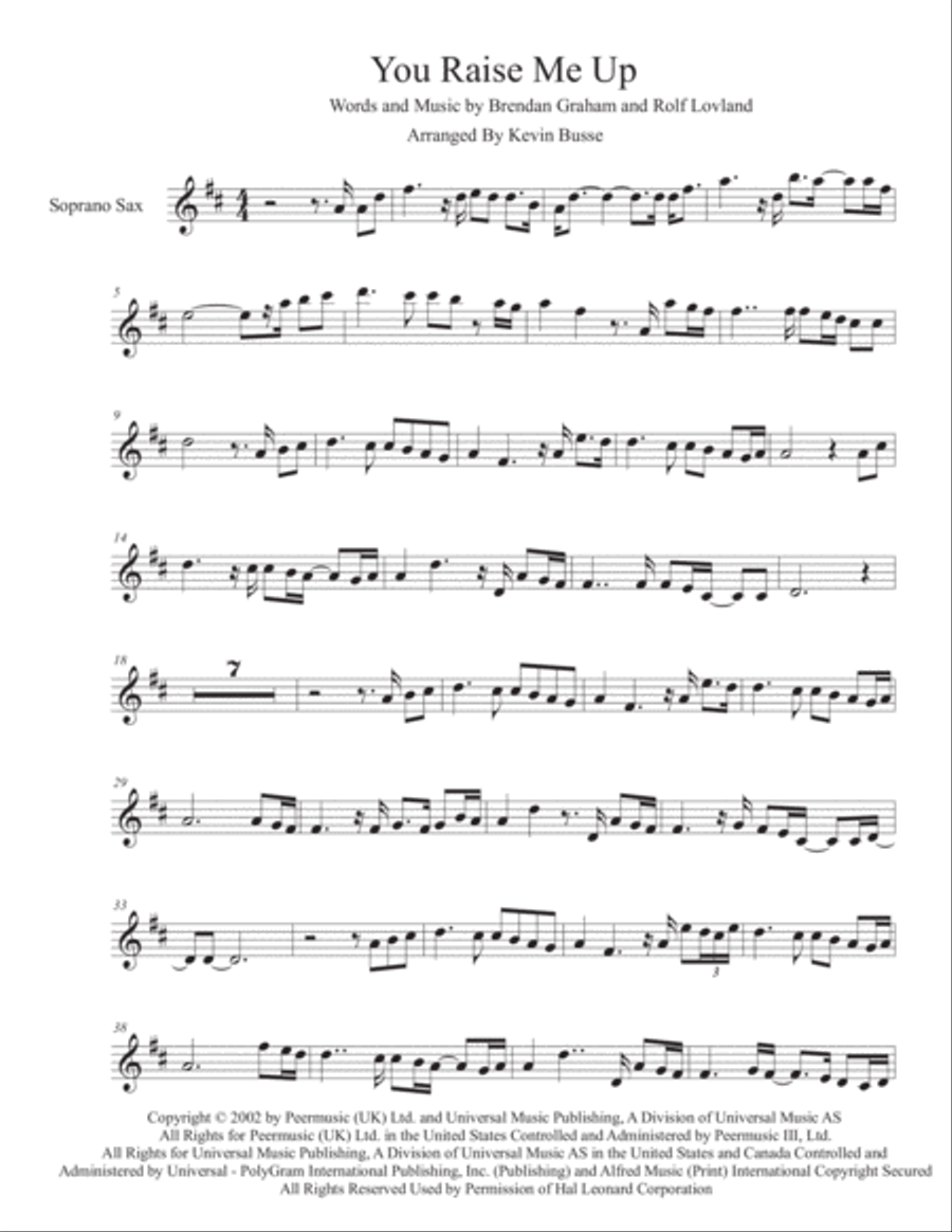 You Raise Me Up You Raise Me Up Soprano Saxophone scores gallery preview page 1