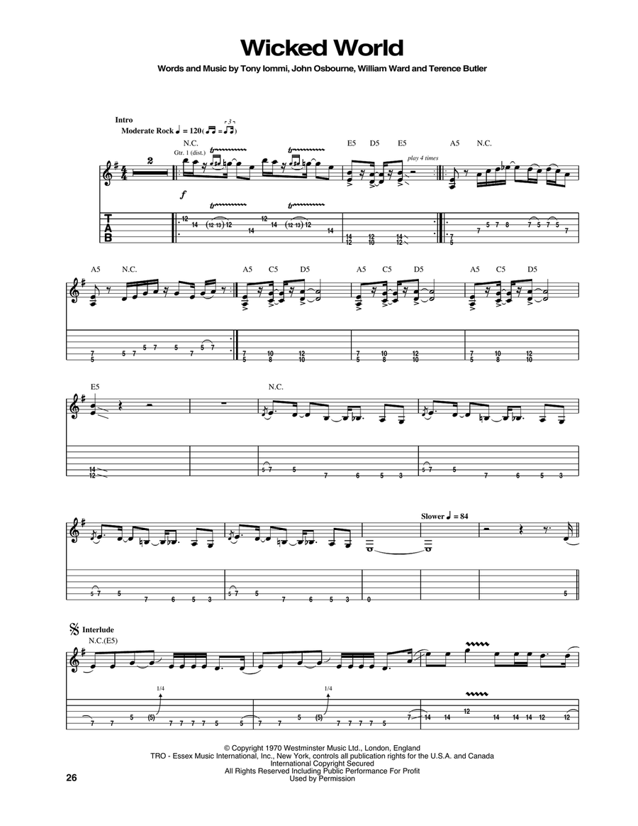 Wicked World Wicked World Acoustic Guitar scores gallery preview page 1