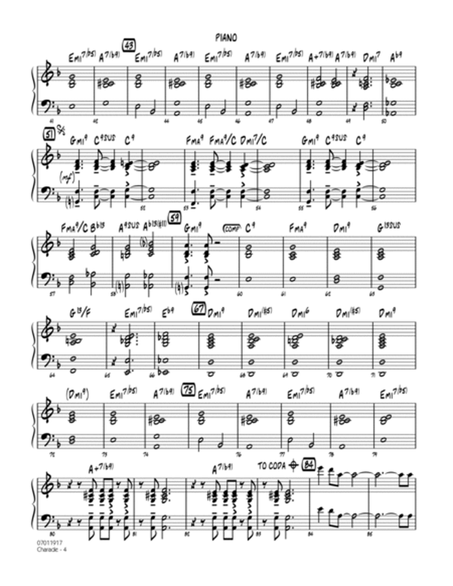 Charade (Solo Trombone Feature) - Piano