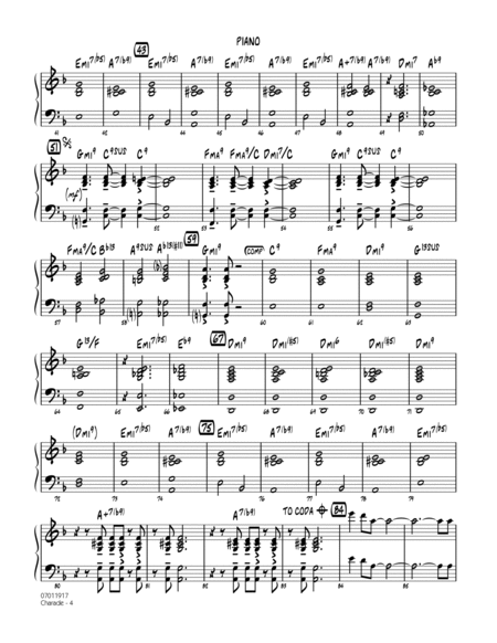Charade (Solo Trombone Feature) - Piano