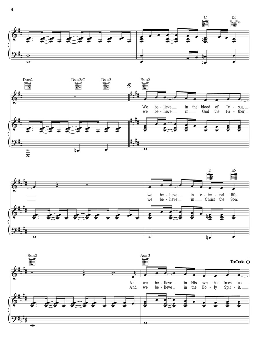 Because We Believe Piano, Vocal, Guitar scores gallery preview page 4
