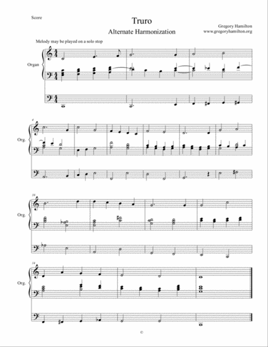 Truro - Lift up Your Heads - Alternate Harmonization Truro - Lift up Your Heads - Alternate Harmonization Organ Solo scores gallery preview page 1