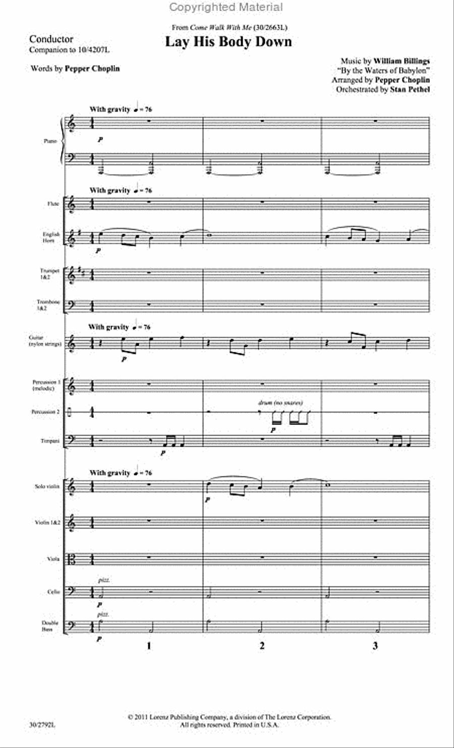 Lay His Body Down - Orchestral Score and CD with Printable Parts Choir scores gallery preview page 2
