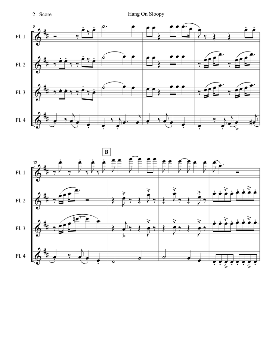 Hang On Sloopy Hang On Sloopy Woodwind Quartet scores gallery preview page 3