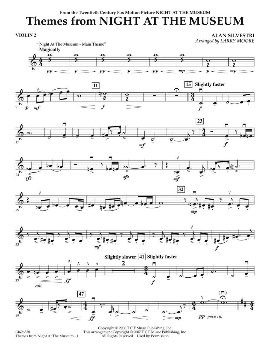 Themes from Night at the Museum - Violin 2 Orchestra scores gallery preview page 1