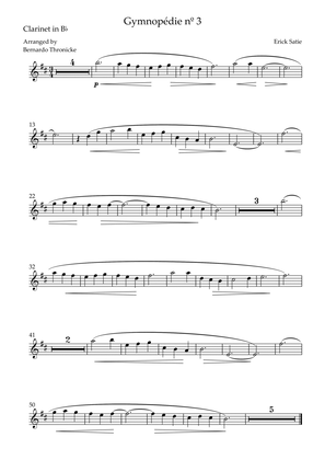 Gymnopédie nº 3 - For Clarinet in Bb