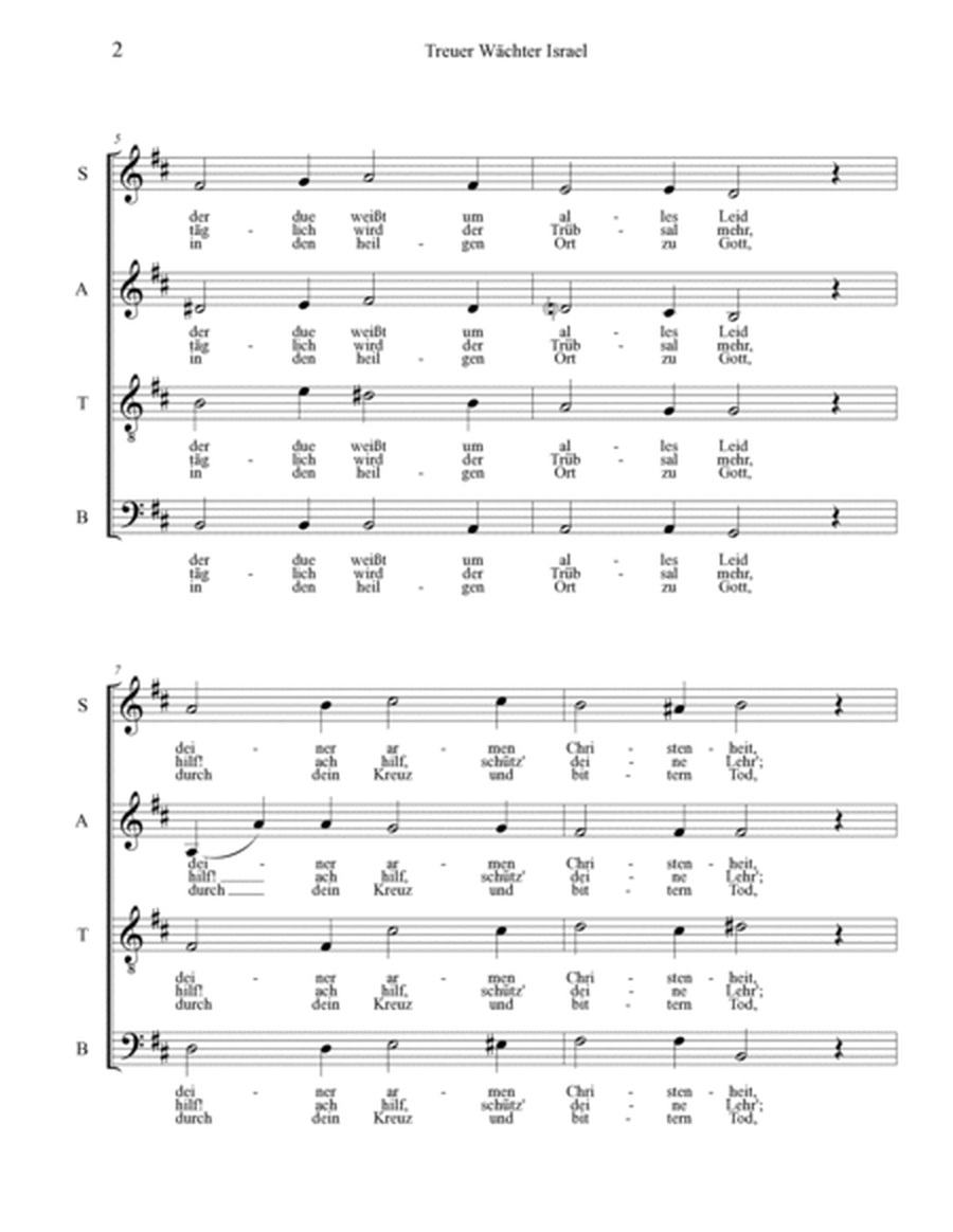Treuer Wächter Israel (SATB, a cappella)