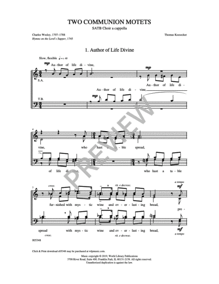 Two Communion Motets by Thomas Keesecker 4-Part - Sheet Music