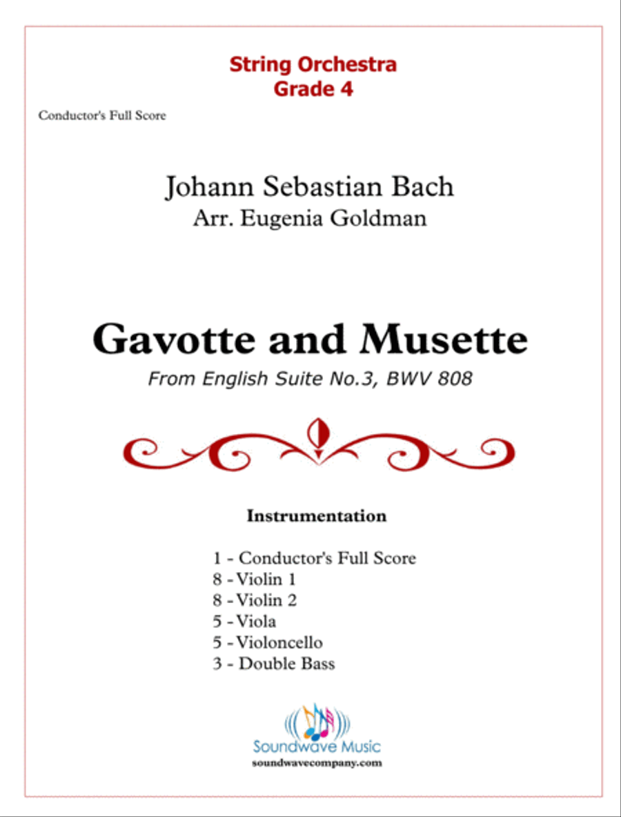Gavotte and Musette form J.S. Bach's English Suite No.3 in G minor String Orchestra scores gallery preview page 1