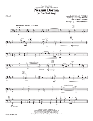 Nessun Dorma (No One Shall Sleep) (from Turandot) (arr. Audrey Snyder) - Cello