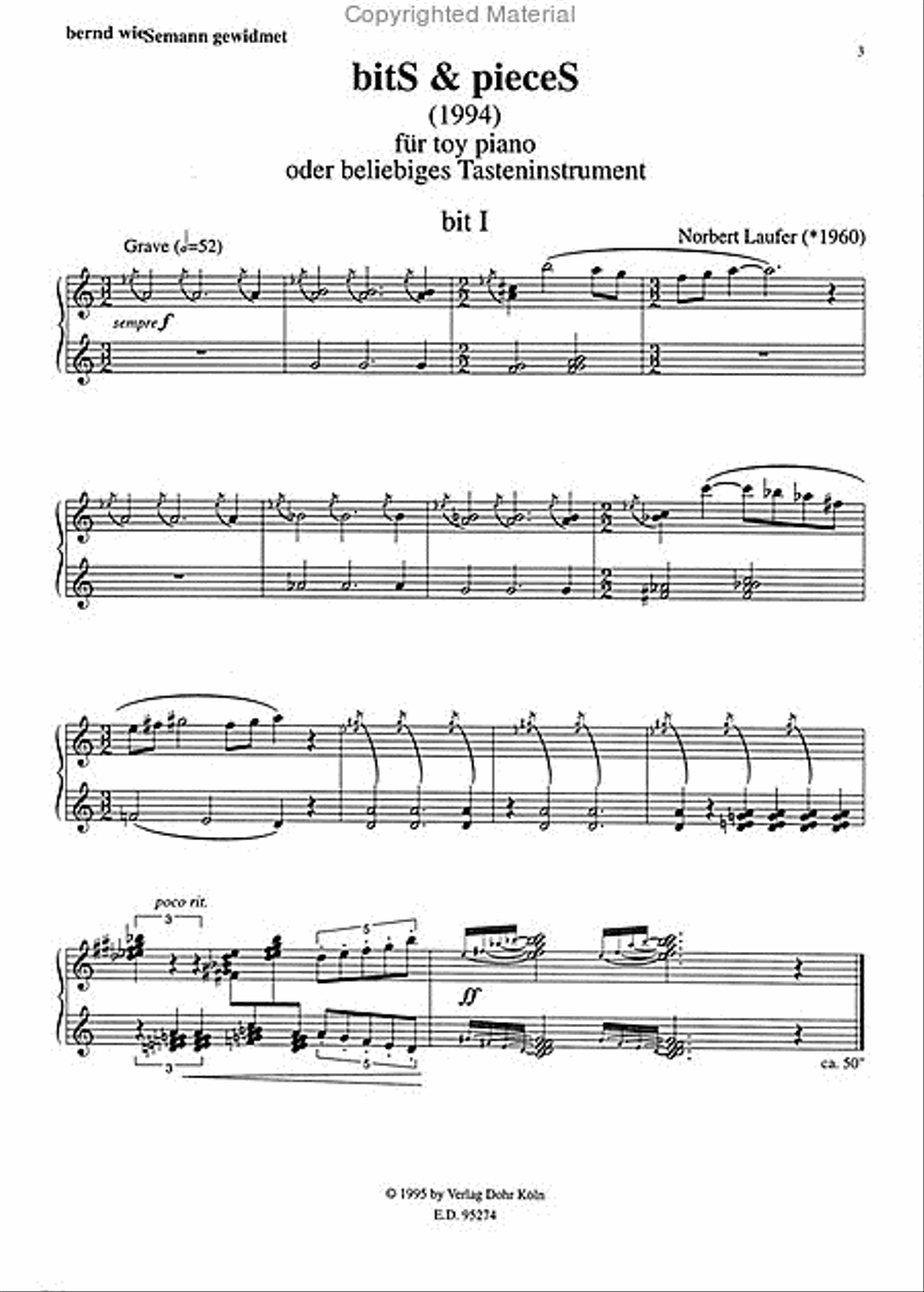 bitS & pieceS für Toypiano oder beliebiges Tasteninstrument (1994) Piano scores gallery preview page 2