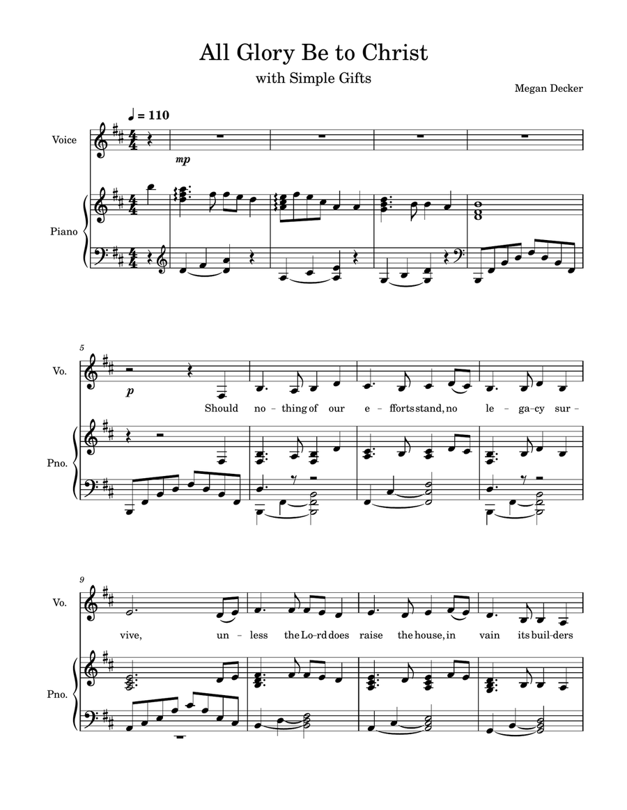 All Glory Be to Christ (with Simple Gifts) Piano, Vocal scores gallery preview page 1