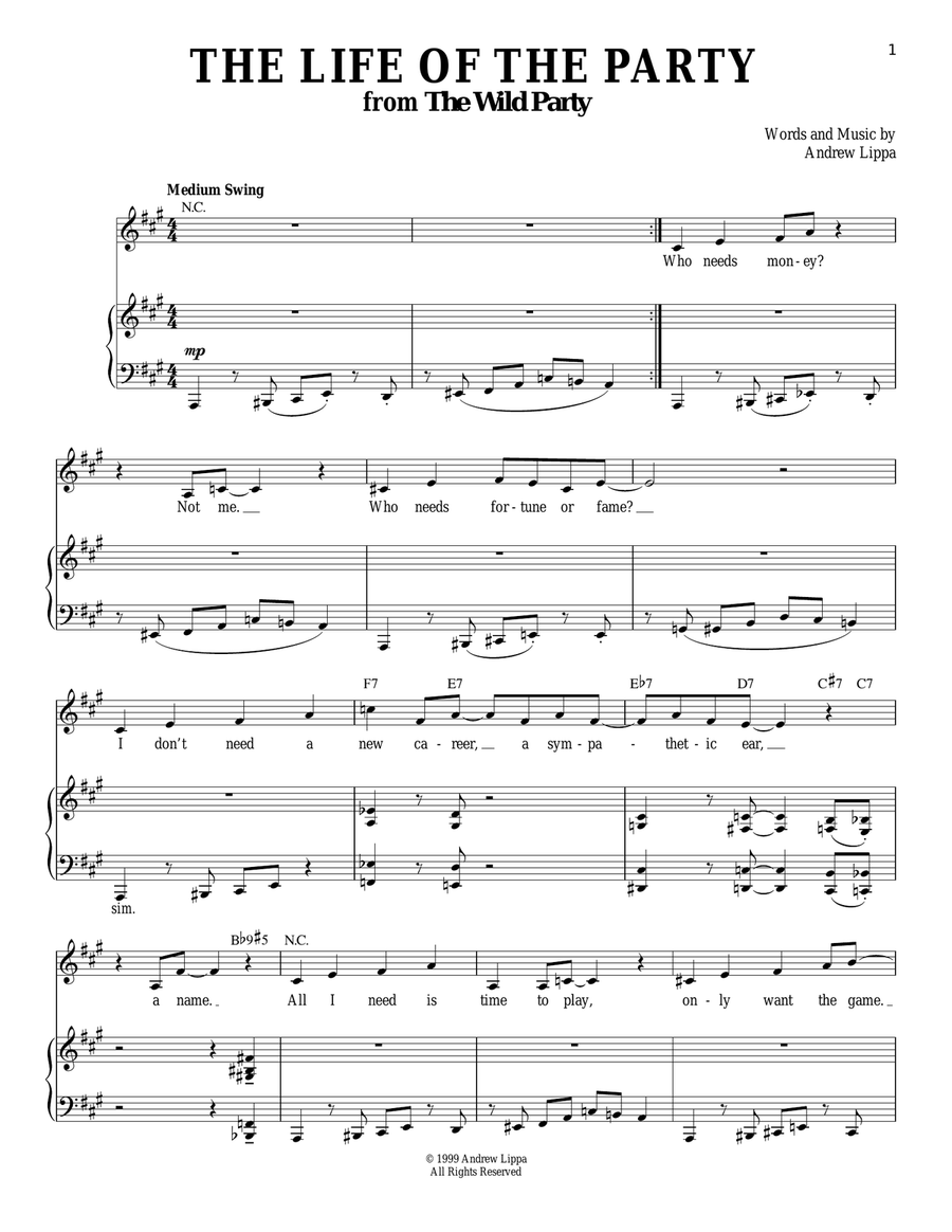 The Life Of The Party Piano, Vocal scores gallery preview page 1