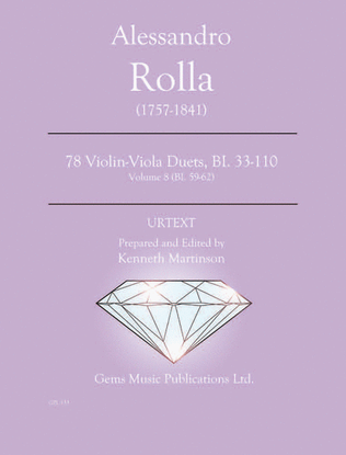 Book cover for 78 Violin-Viola Duets, BI. 33-110 Volume 8 (BI. 59-62)