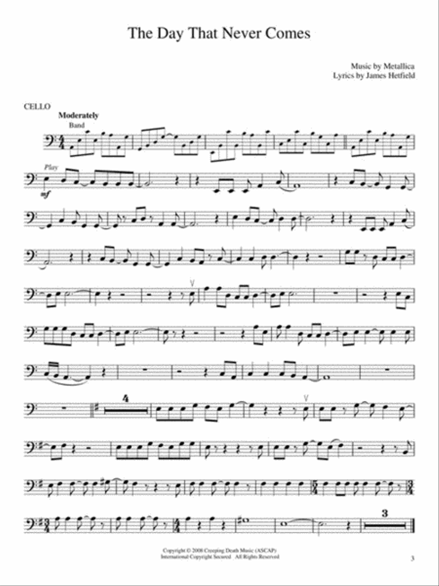 Best of Metallica for Cello Cello scores gallery preview page 3