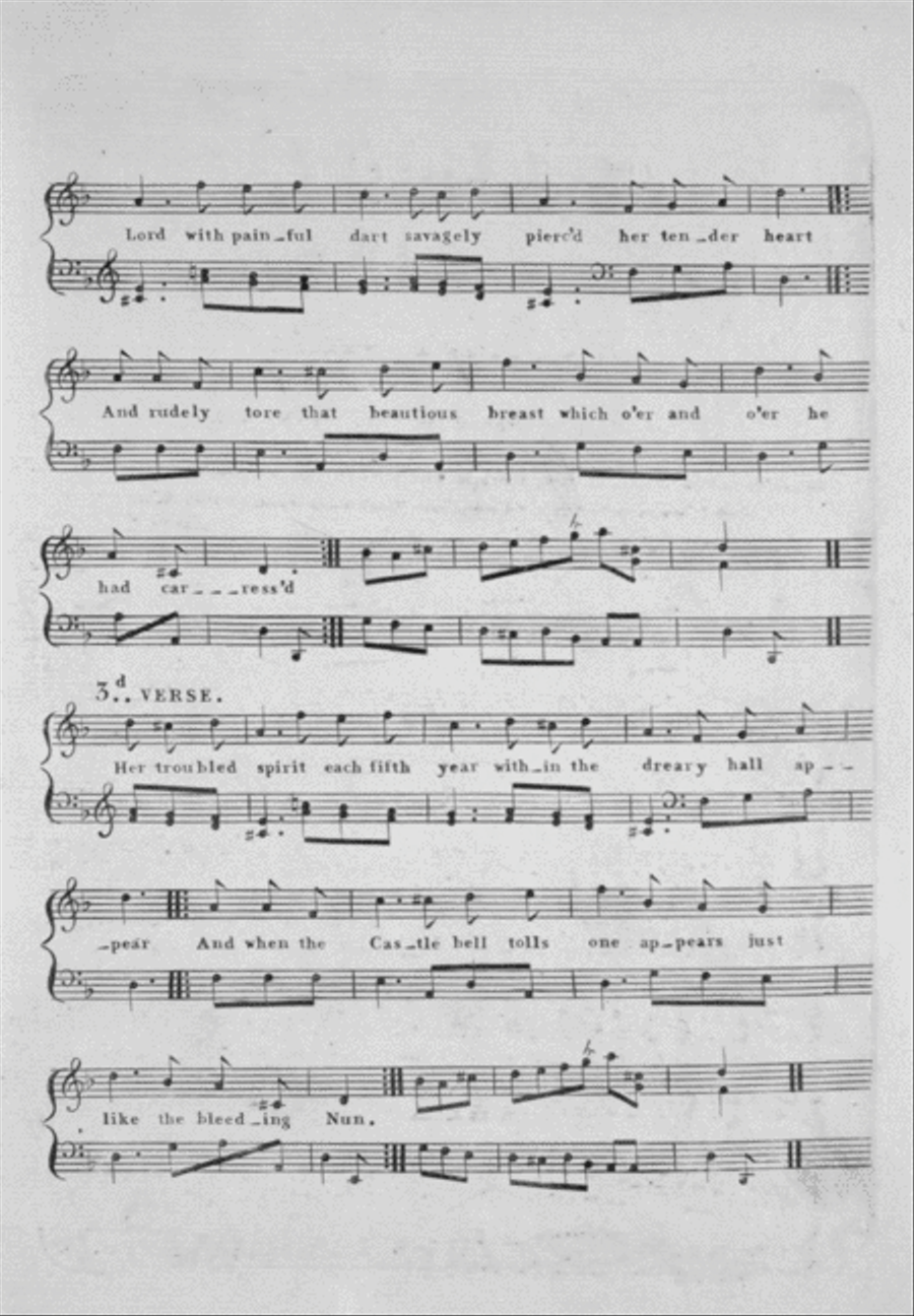 The Bleeding Nun. A Favorite Song in the Pantomime of Raymond & Agnes Voice scores gallery preview page 2