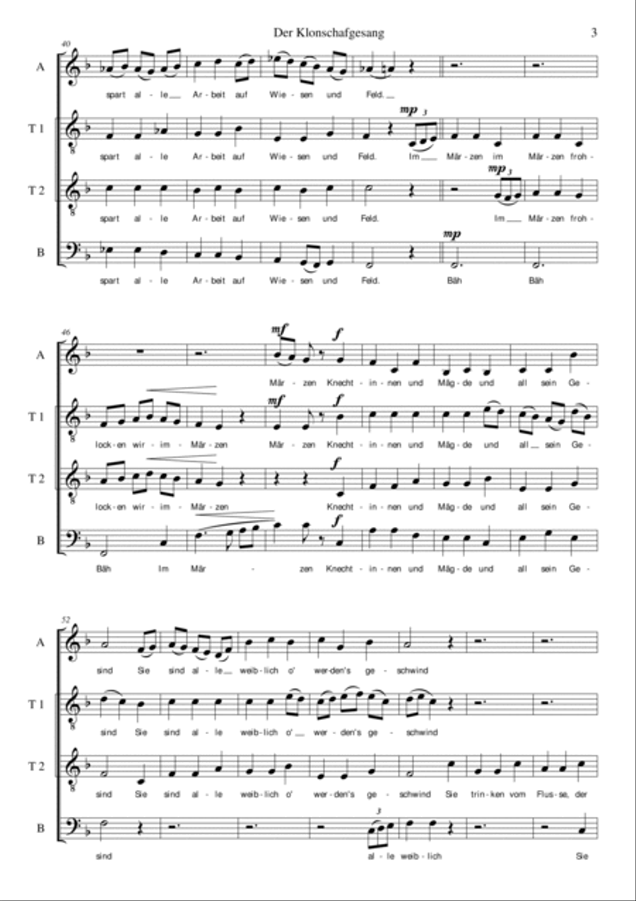Der Klonschafgesang for male voice choir (ATTB) 4-Part scores gallery preview page 3