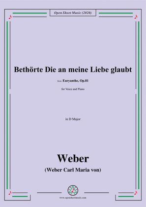 Book cover for Weber-Bethōrte Die an meine Liebe glaubt,in D Major