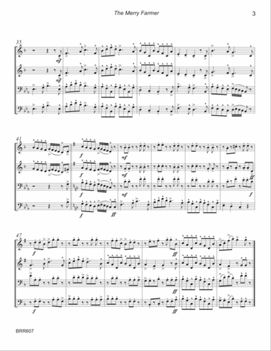 THE MERRY FARMER arranged for BRASS QUARTET. Based on the Piano Solo by Robert Schumann image number null