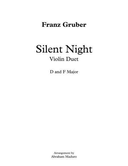 Silent Night Violin Duet Two Tonalities Included image number null