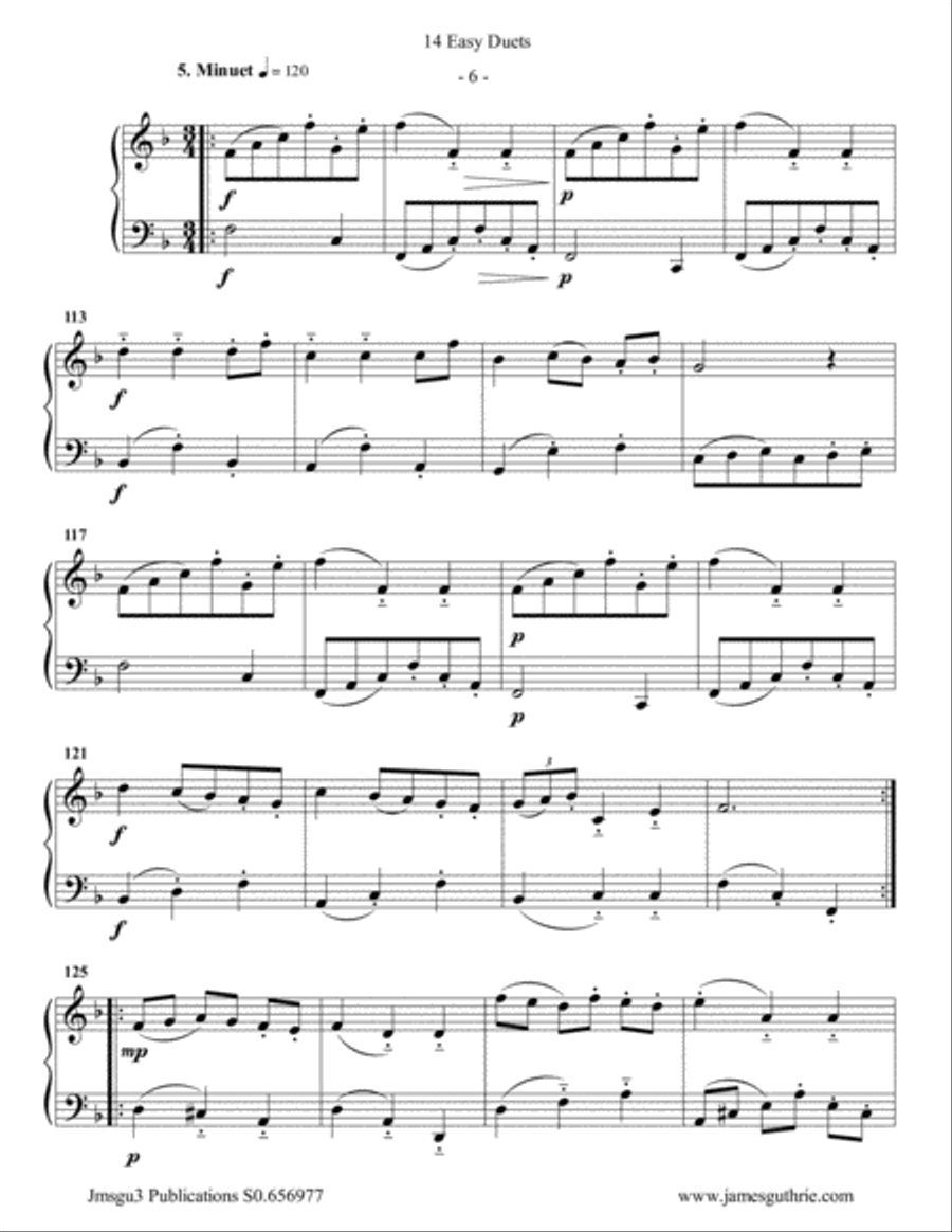 Bach: 14 Easy Duets for Bass Flute & Cello Flute scores gallery preview page 6