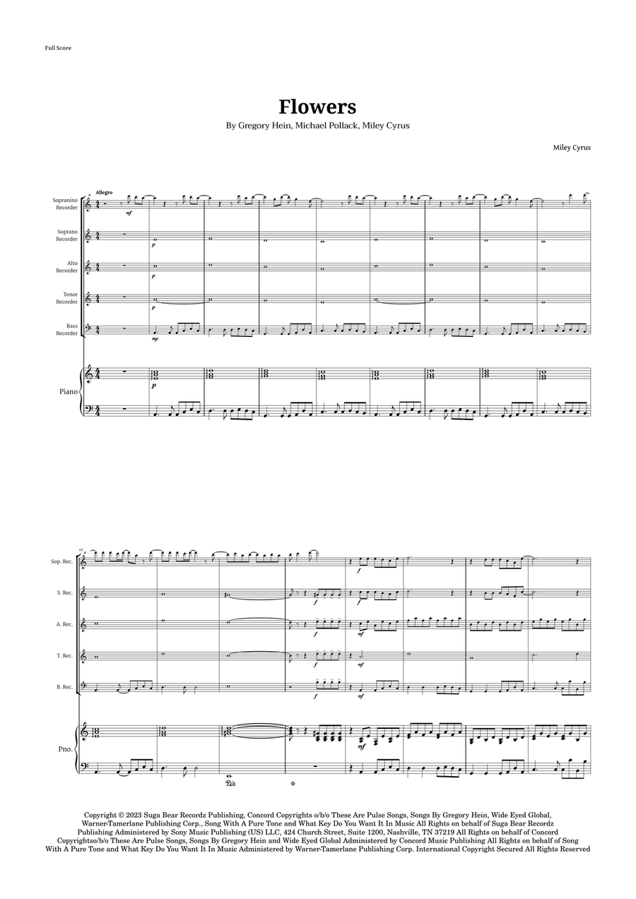 Flowers Recorder scores gallery preview page 1
