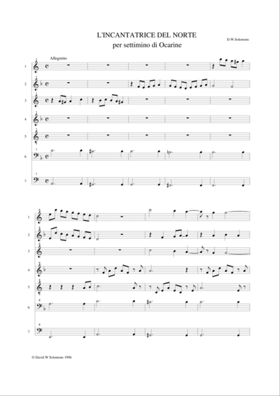 L'incantatrice del Norte (The Enchantress of the North) for ocarina septet ocarina scores gallery preview page 1
