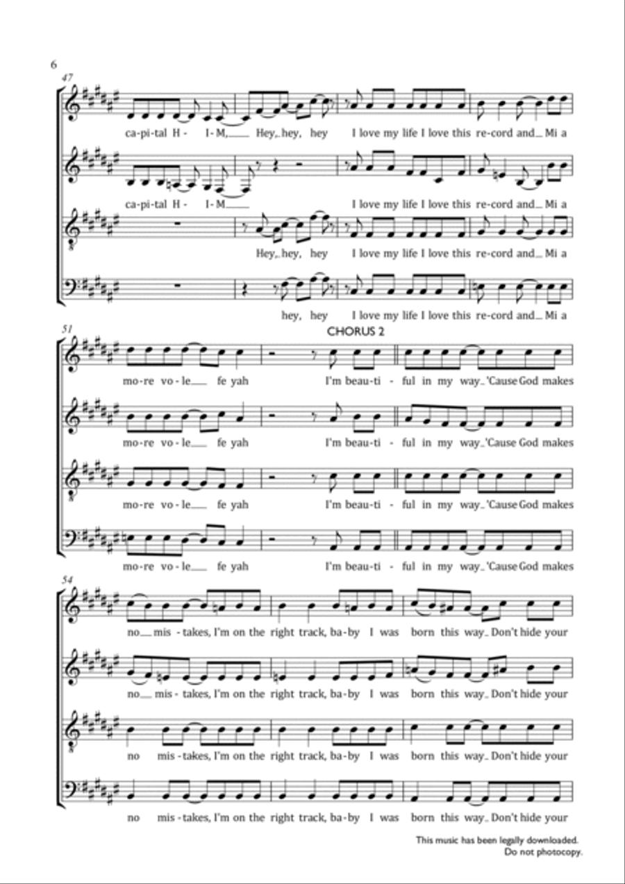 Born This Way 4-Part scores gallery preview page 6